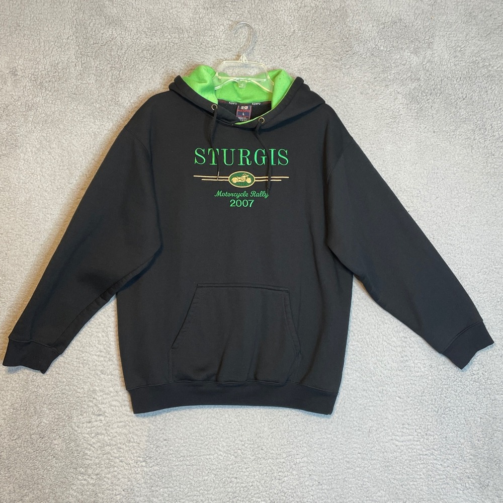 Sturgis Motorcycle Rally 2007 Hoodie Kenpo Black Green Embroidered Mens Large